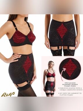 Rago Girdle 2X/34 Open Bottom 1357 Extra Firm Shapewear Slimming Tummy Hips Rear